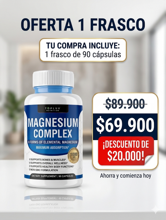 Magnesium Complex Toplux · 8 formas de magnesio elemental